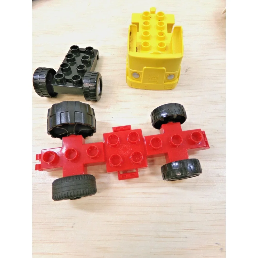 Large Legos Duplo Blocks 17 Pieces Wheels Car Chassis Boats and Airplanes